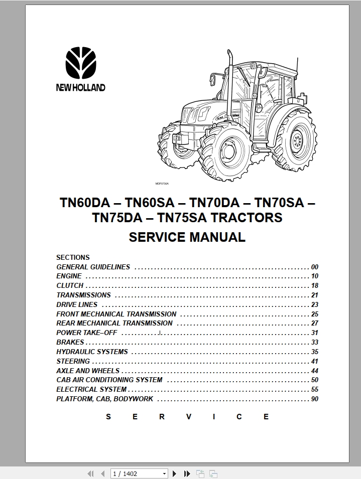 operator manual new holland tn75da